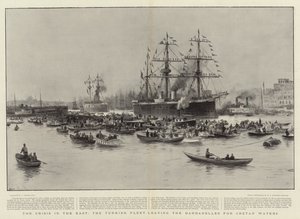 La crise en Orient, la flotte turque quittant les Dardanelles pour les eaux crétoises